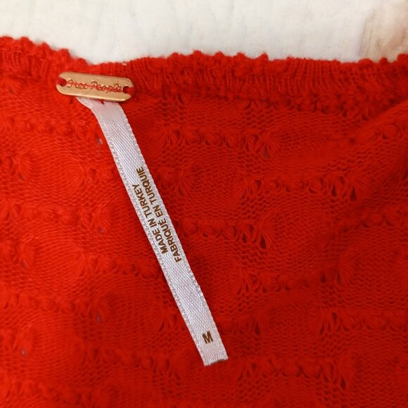 Free People Top Red Ruffled Textured M Womens - Picture 3 of 9